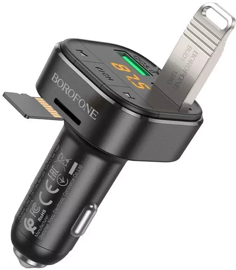 FM модулятор (трансмиттер) автомобильный BOROFONE BC43 Flash  BT/USB/SD/FM, черный