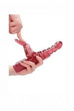 Вибратор с рельефом в виде пузырьков и стимулятором клитора Rotating Bubbles, красный (Цвет: красный)