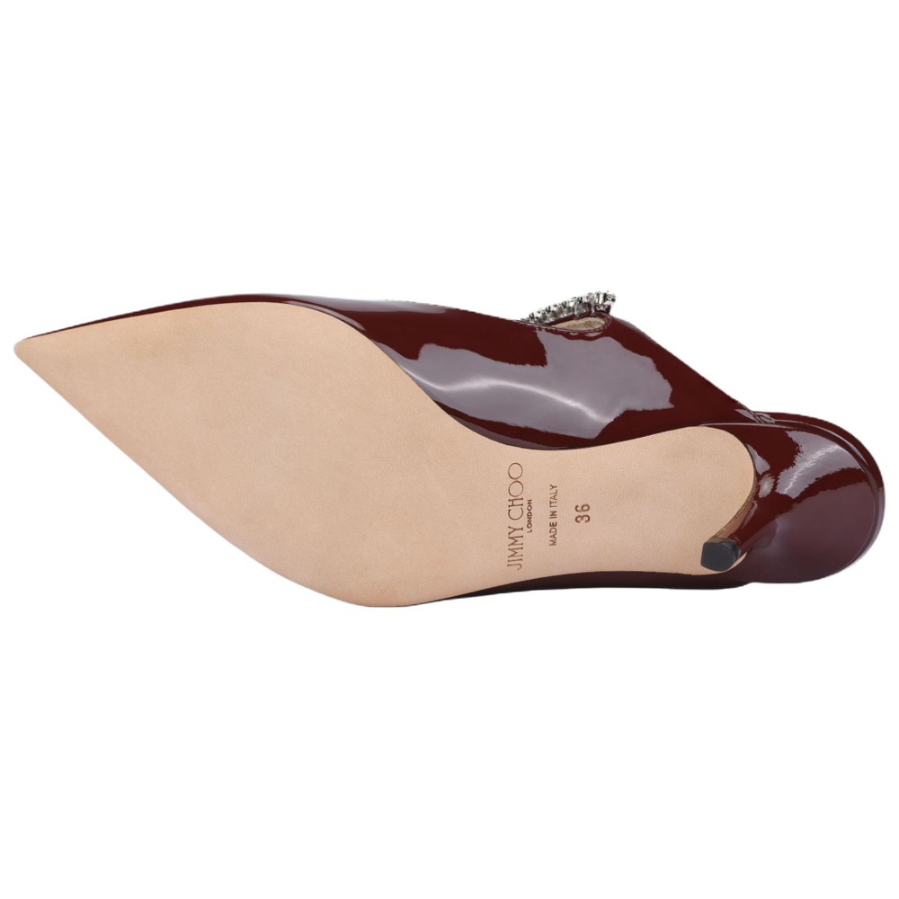 Jimmy Choo Bing 65mm Heeled Mule Burgundy Patent Leather