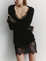 Платье "Muse" с кружевом, цвет чёрный, р-р S-M