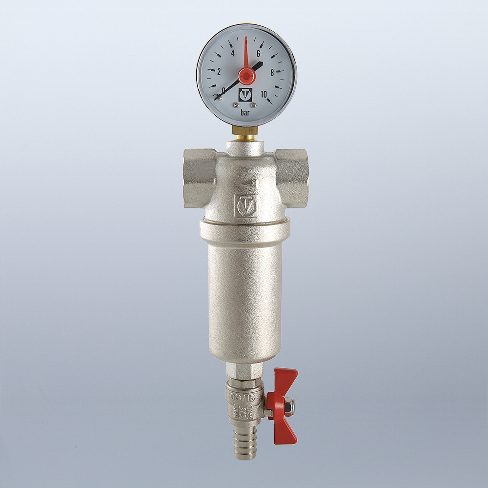 Фильтр самопромывной каскадный 1000/250 мкм с манометром для горячей воды внутренняя/внутренняя VALTEC