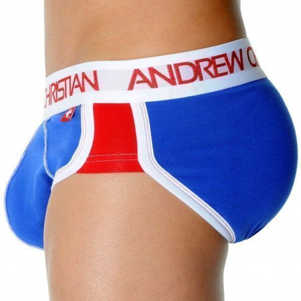 Мужские трусы брифы синие с задним пуш-ап Andrew Christian Active Shape Blue Brief  AC54