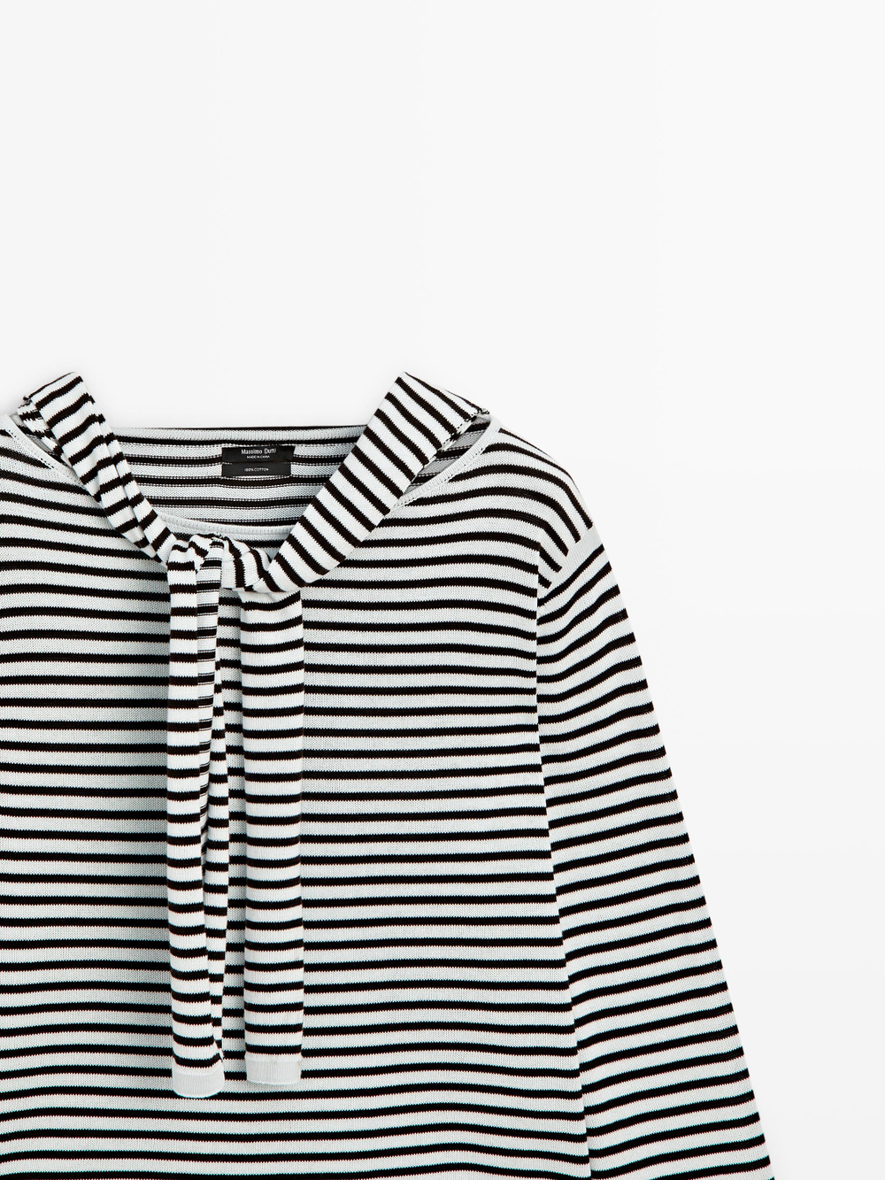 Massimo Dutti Свитер в полоску с декоративными деталями на рукавах, голубой