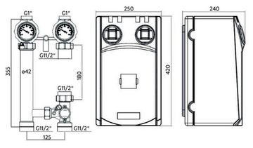 Насосная группа Rommer 1" левая с 3-х ходовым приводным смесителем (RDG-1003-012501)