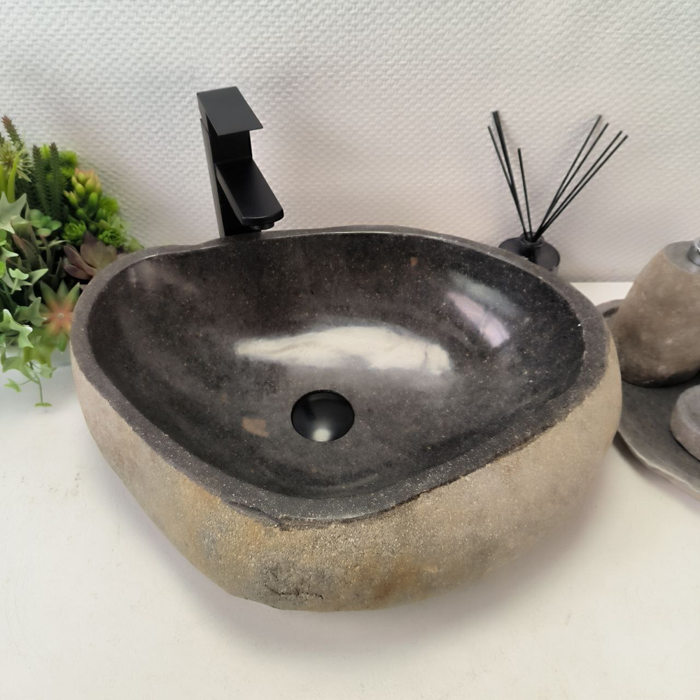 Каменная раковина из речного камня RS-63430 (52*40*15) 0123