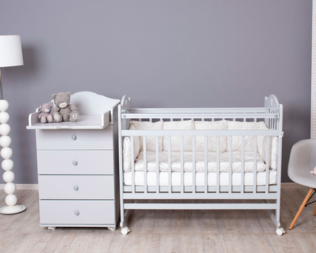 Кроватка для новорождённых Incanto SOFI колесо-качалка,цвет серый