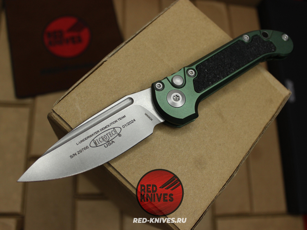 Нож Microtech GRN LUDT Gen III Standard S/E - клинок серый, зеленая рукоять