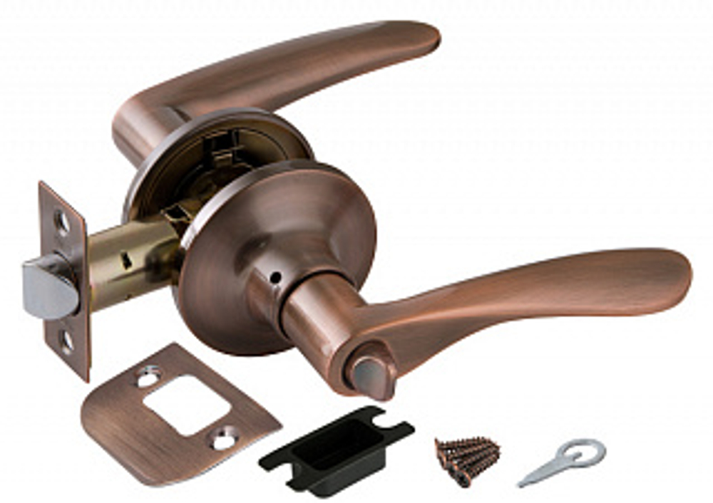 Замок ручка Медь с фиксатором 6020 АС-В