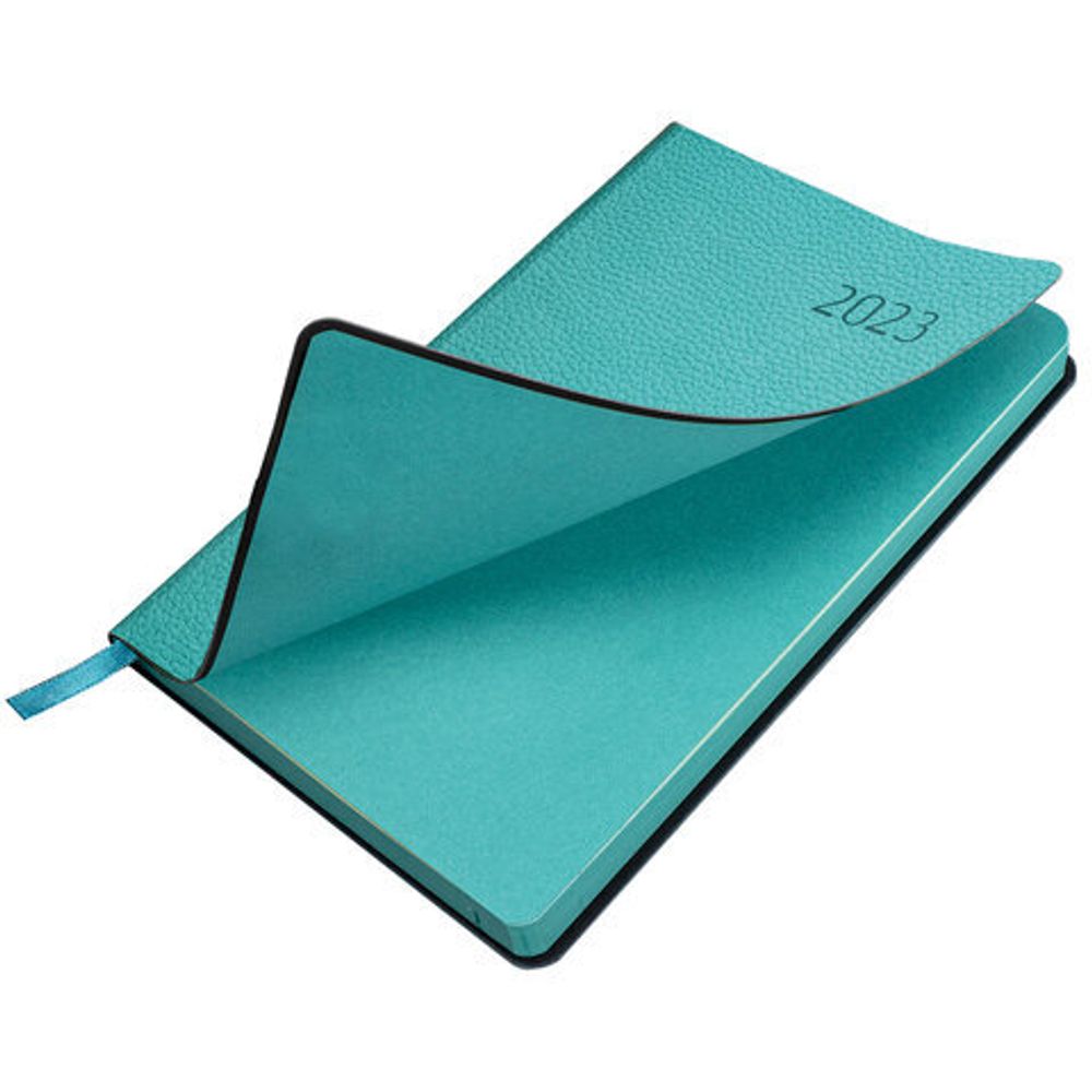 Ежедневник датированный 2023 А5 138x213 мм BRAUBERG "Stylish", под кожу, бирюзовый, 114071