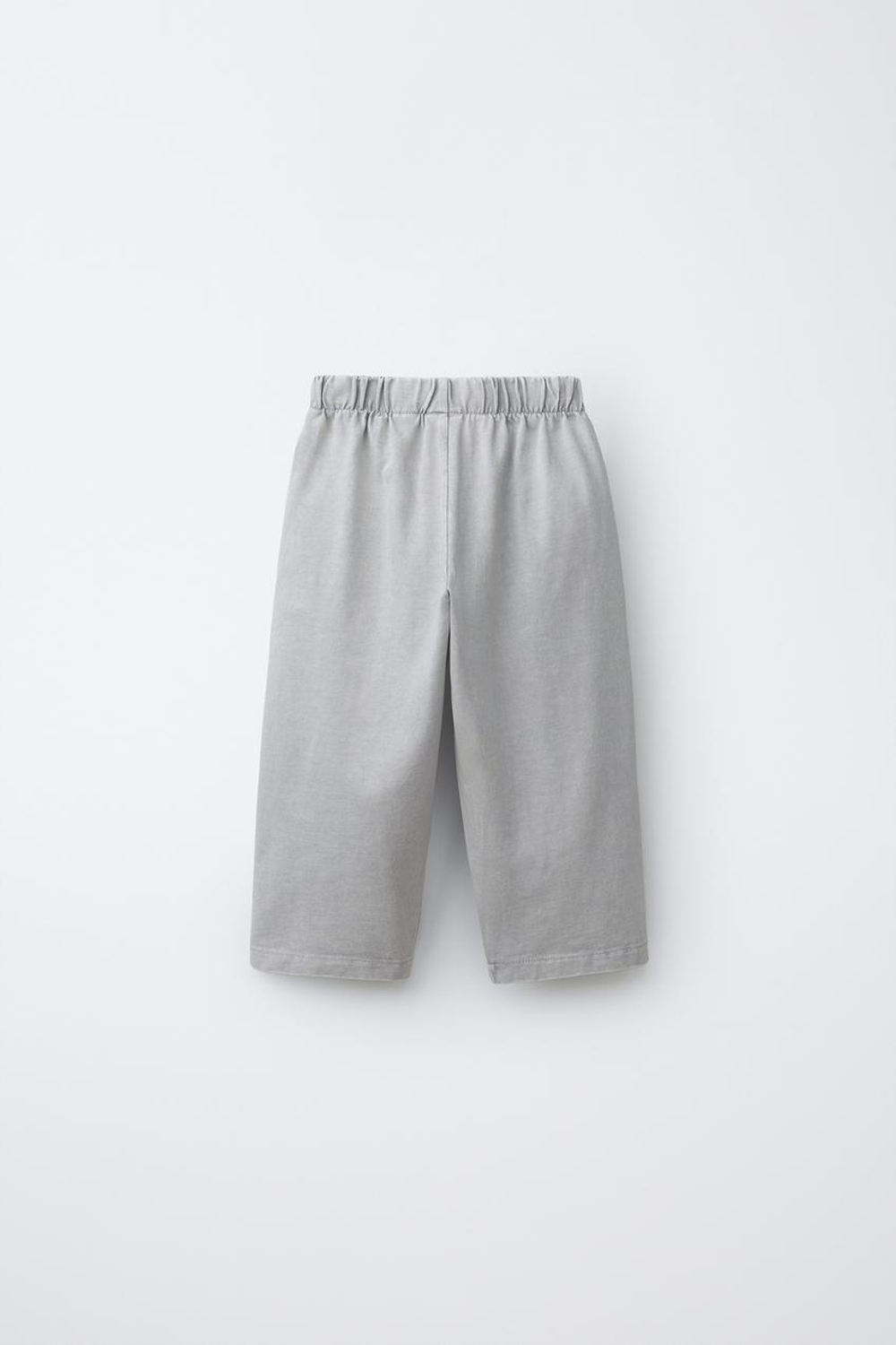 ZARA БРЮКИ BAGGY ИЗ ПЛОТНОГО ТРИКОТАЖА, СВЕТЛО-СЕРЫЙ