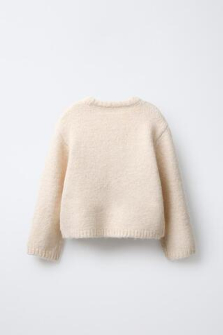 ZARA СВИТЕР С АТЛАСНЫМИ БАНТАМИ, ЭКРЮ