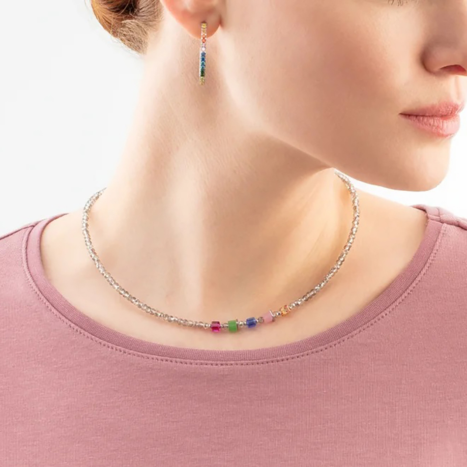 Серьги Coeur de Lion Hoop Multicolour Silver 30мм 0147/23-1517