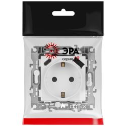Розетка ЭРА Серия 12 12-4108-01М 2P+E 16A-250В со шторками с USB type-A+C 5В-3А белый матовый | Эра 12