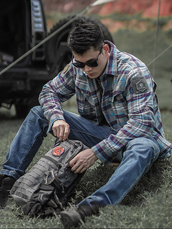 Рубашка Emersongear Blue Label Longicorn Flannel Shirt (Blue Gray Grid)