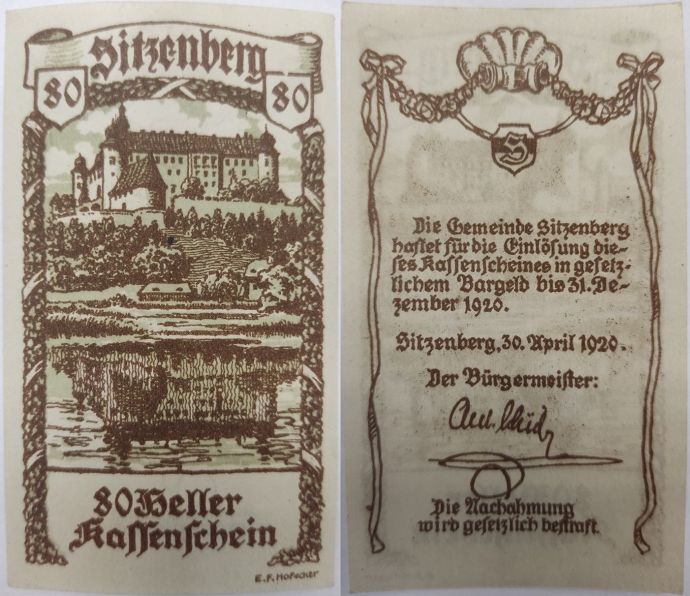 Австрия 80 геллеров Зитценберг 1920 aUNC