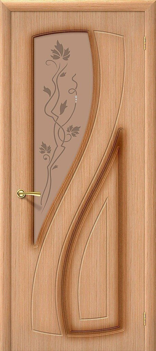 Дверь Лагуна / Цвет Ф-01 (Дуб) / Стекло Худ. / Двери Браво