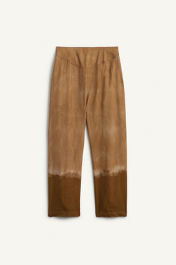 ZARA БРЮКИ СО СРЕДНЕЙ ПОСАДКОЙ С ЗАЩИПАМИ И ПРИНТОМ, ПЕСОЧНЫЙ МЕЛАНЖ