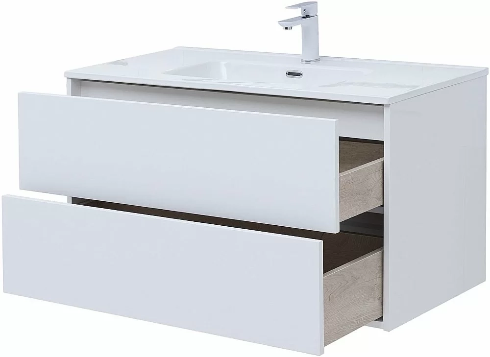 Тумба с раковиной Aquanet Lino 287542 80 (Flat) белый глянец