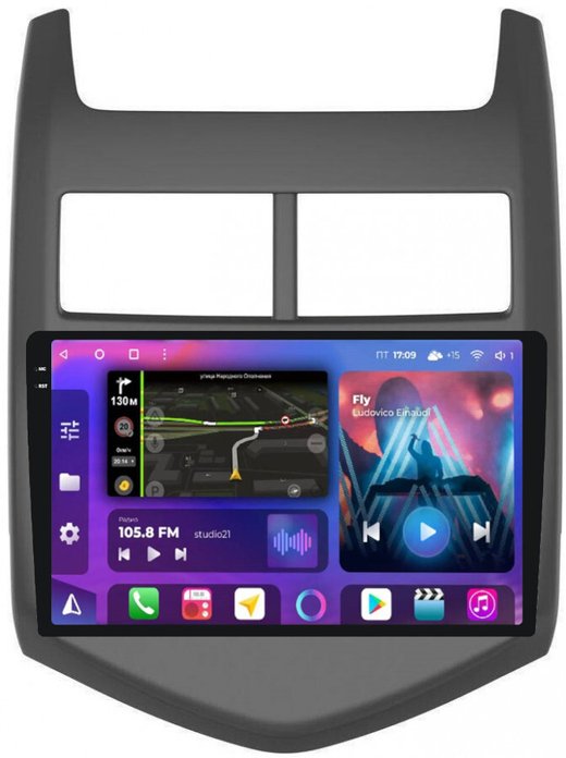 Магнитола для Chevrolet Aveo 2012-2015 - FarCar XXL107M QLED+2K, Android 12, ТОП процессор, 8Гб+256Гб, CarPlay, 4G SIM-слот
