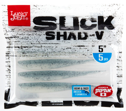 Виброхвост LJ 3D Slick Shad-V 5" (12.7 см), цвет 017, 5 шт.