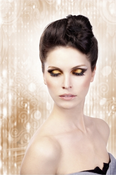 Чёрные ресницы с красными и голубыми стразами (Цвет: черный с красным)