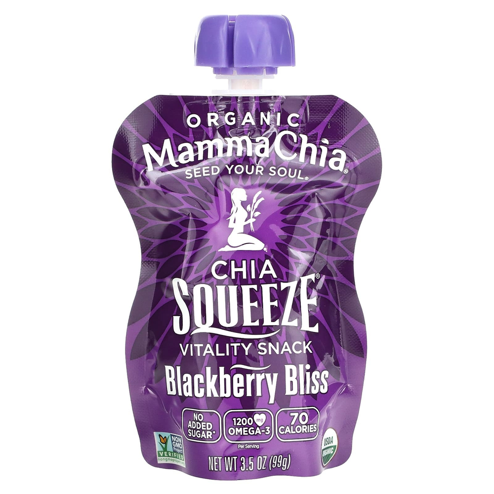 Mamma Chia, Organic Chia Squeeze, Vitality Snack, ежевика, 8 порций, 99 г (3,5 унции)