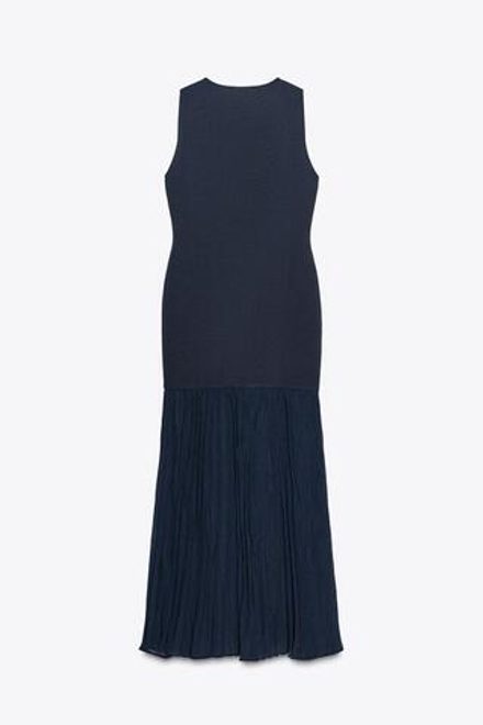 ZARA КОМБИНИРОВАННОЕ ТРИКОТАЖНОЕ ПЛАТЬЕ, СИНИЙ