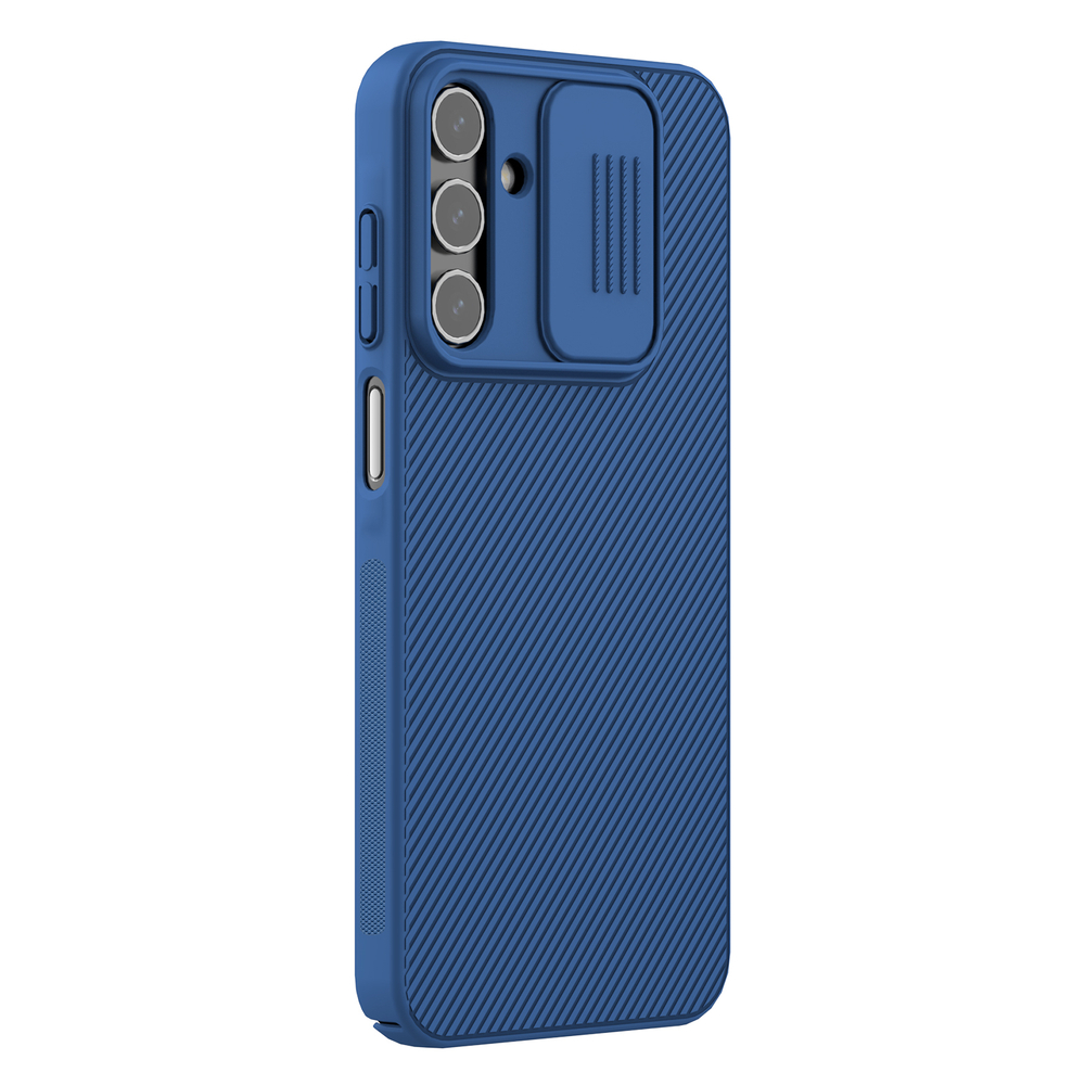 Чехол синего цвета с защитной шторкой для камеры на смартфон Samsung Galaxy A15 4G и 5G от Nillkin, серия CamShield Case