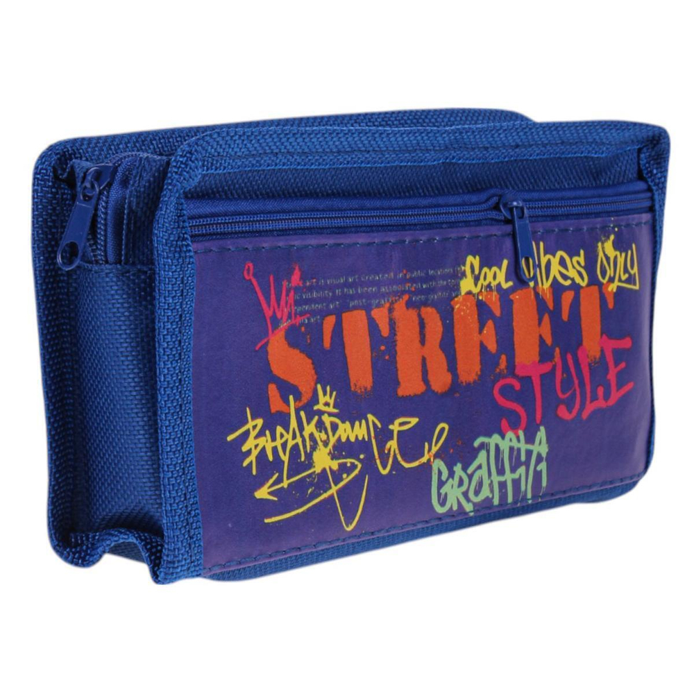 Пенал мягкий 2 отделения "Граффити" черный