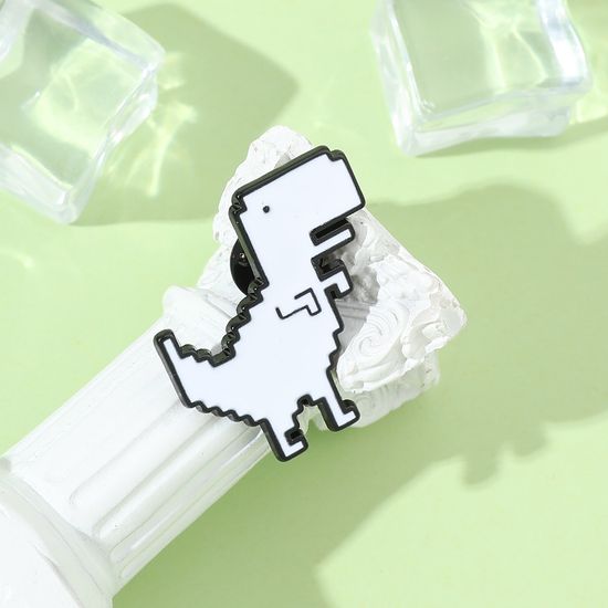 Значок металлический "Нет интернета - прыгай с динозавром через кактусы", р-р 3х2,5 см