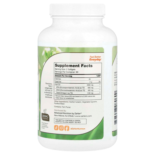 Zahler, Omega 3 Platinum™, улучшенный рыбий жир с омега-3, 180 капсул (1000 мг в 1 капсуле)