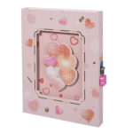 Блокнот в футляре 17,0 см * 22,0 см, гребень, Alingar, мел.картон, апплик., замочек, 60 л., линия, "Воздушные сердечки", розовый