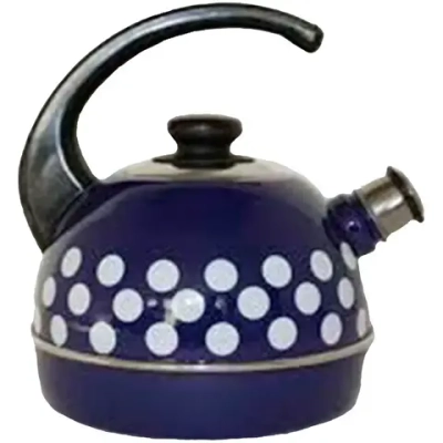 Чайник сферический со свистком 3,5л «Белые горохи» с1599