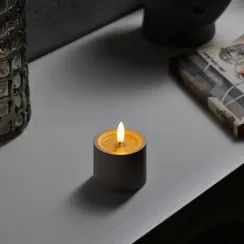 Светодиодная свеча бежевая 6×8×6 см., пластик, батарейки АААх2, Luazon Lighting (9907598)