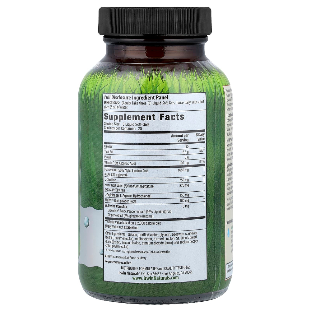 Irwin Naturals, L-цитруллин + L-аргинин, бустер для мужчин, 60 желатиновых капсул