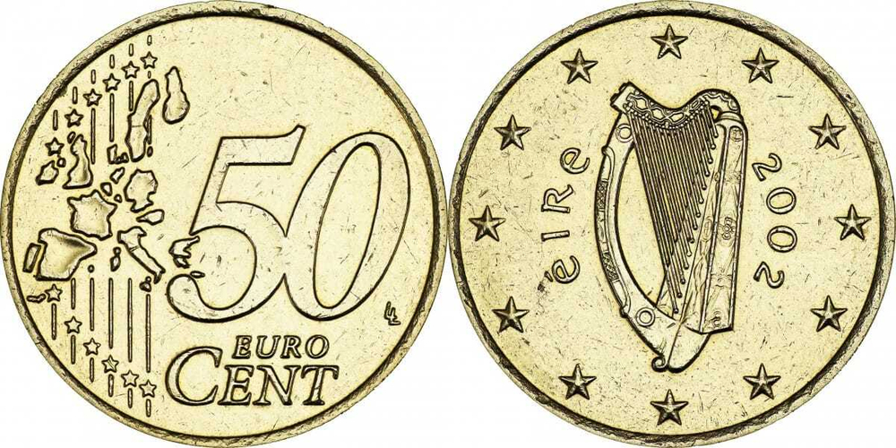 Ирландия 50 евроцентов, 2002-2006 Арфа XF