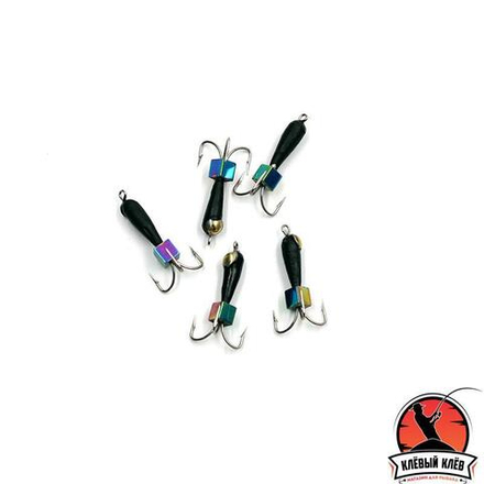 Мормышка вольф. безнасадочная "ЯМАН" Черт с петлей с латунной коронкой (длинный), d-5 мм, вес 2,0 г, кубик хамелеон