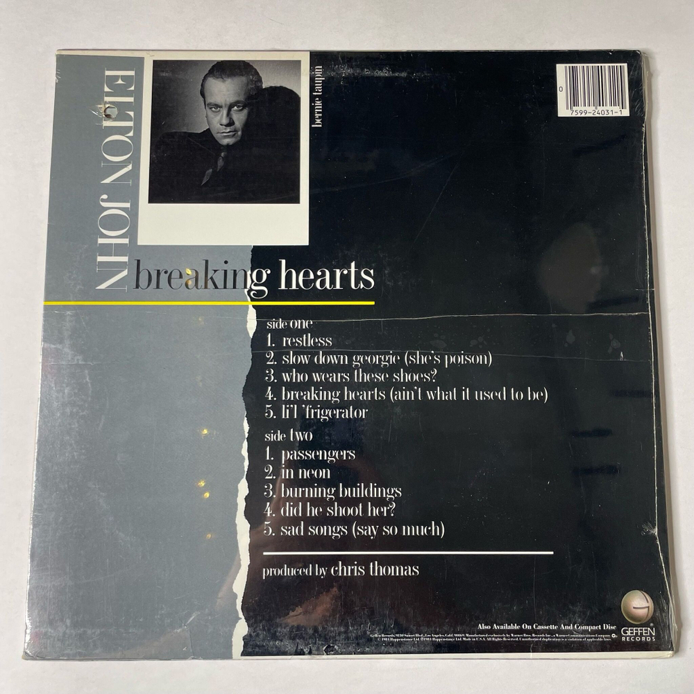 Винтажная виниловая пластинка LP Elton John Breaking Hearts (USA 1984) (Sealed)