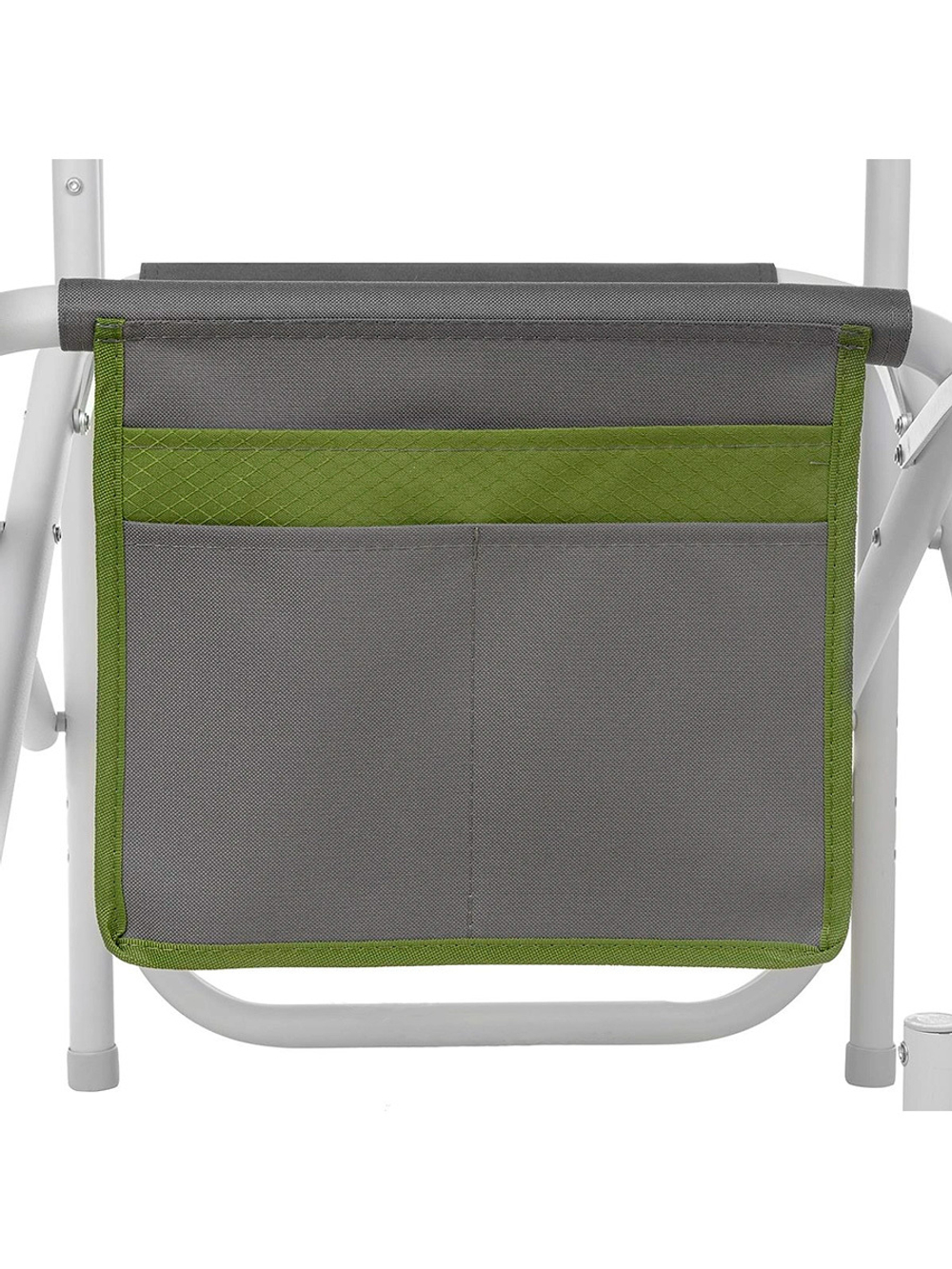 Кресло раскладное Nisus с откидывающим столиком.140кг, карман (алюм. д25) зеленый ромб/серый (N-DC-95200T-K-GG)