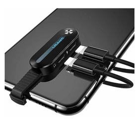 Переходник Usams US-SJ358 AU10 джек Lightning - гнездо 3.5 + гнездо Lightning, чёрный, для наушников