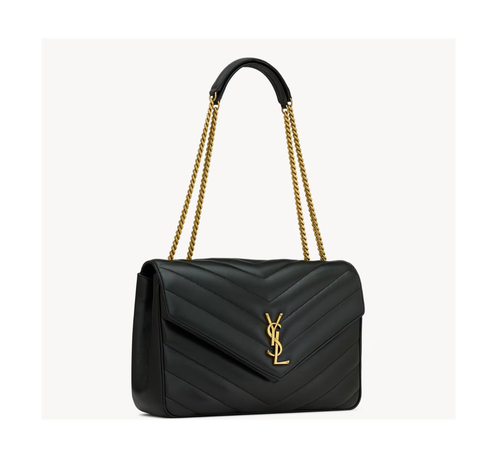 Сумка Saint Laurent Loulou Large из мягкой стёганой кожи ягнёнка, чёрная