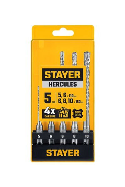 STAYER HERCULES-4Х 5шт набор буров SDS-plus (29290-H5)