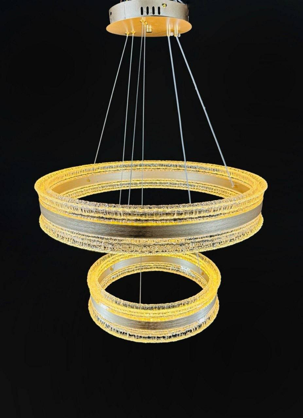 Люстра подвесная светодиодная Lanbos, 2 LED лампы, 110 Вт, золото