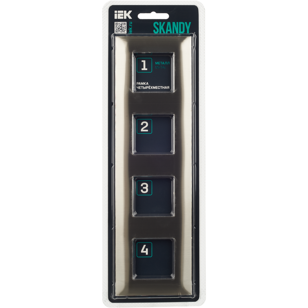 SKANDY Рамка 4-местная SK-F34N металл никель IEK