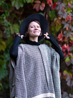 Бохо-накидка из фактурного хлопка (черный с полосами/ромб)