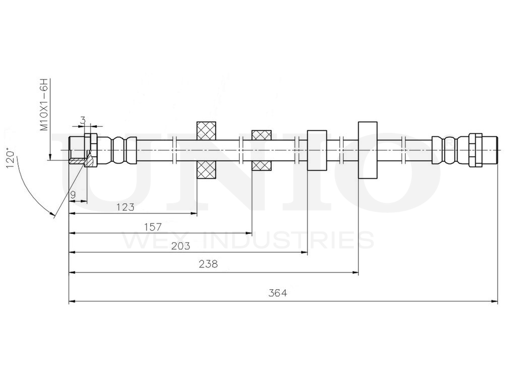 Шланг тормозной передний UNIO BRH-10023