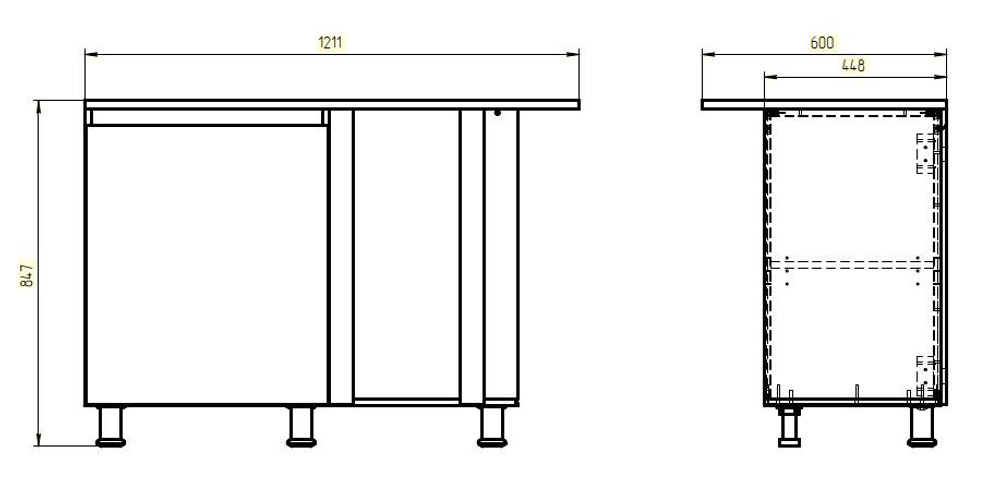 Модуль кухонный угловой Валенсия, 121х85х60, с дубом, белый, со столешницей, Dipriz