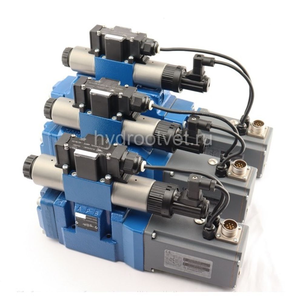 4WRTE10E50L-4X/6EG24K31/A1M - Пропорциональный быстродействующий распределитель с обратной связью по положению золотника и со встроенным усилителем (OBE), Ду10, A1 = ±10 В, номинальный расход 50 л/мин, схема E, каналы управления X и Y = внешние