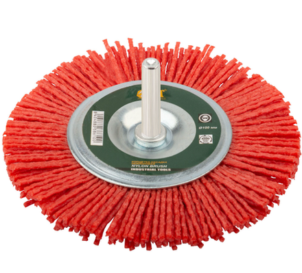 Корщетка-колесо нейлоновая со штифом 100мм.