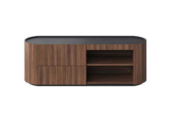 Тумба Lagom под ТВ 2 ящика 2 полки ширина 140 см (орех, черный)